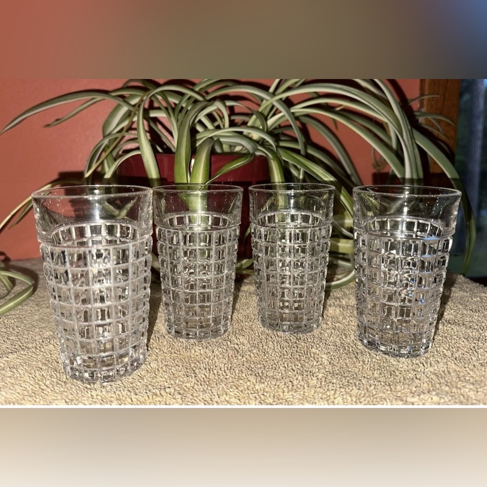 Heisey Victorian Clear Pressed Block Pattern‎ Set Of 4 - 4” Juice Glasses